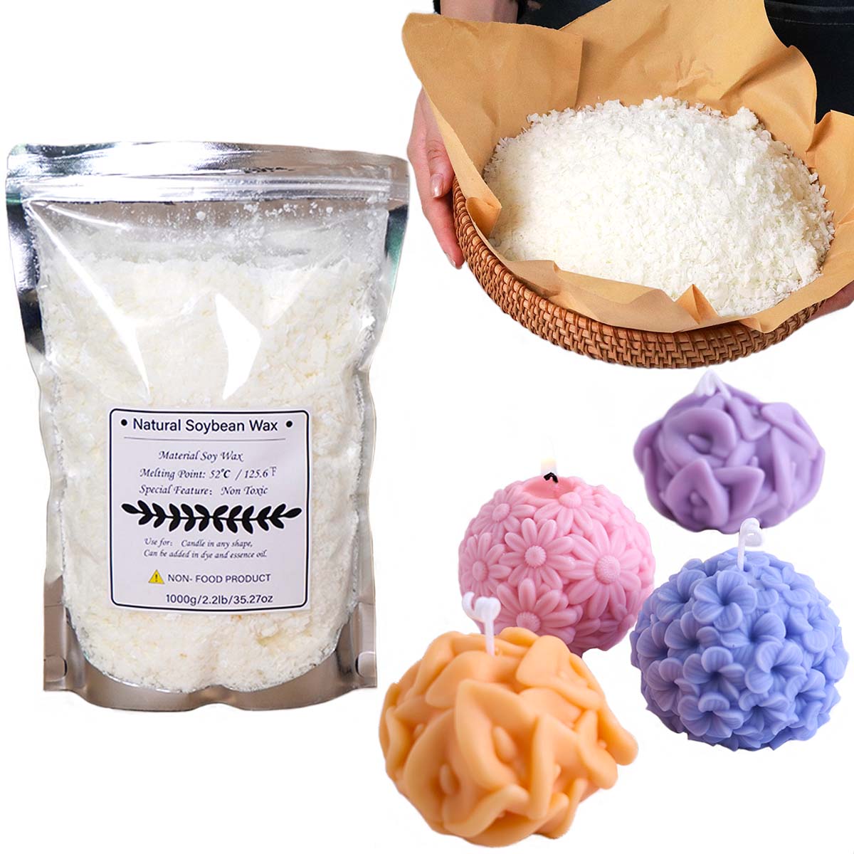 Candle Making Soy Wax - 100/250/500/1000G Serpihan Lilin Kedelai Alami DIY