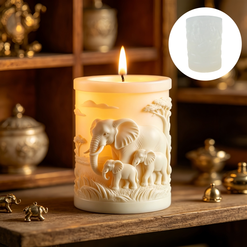 Candle Making Kit For Kids - Cetakan Lilin Silikon Bentuk Gajah dan