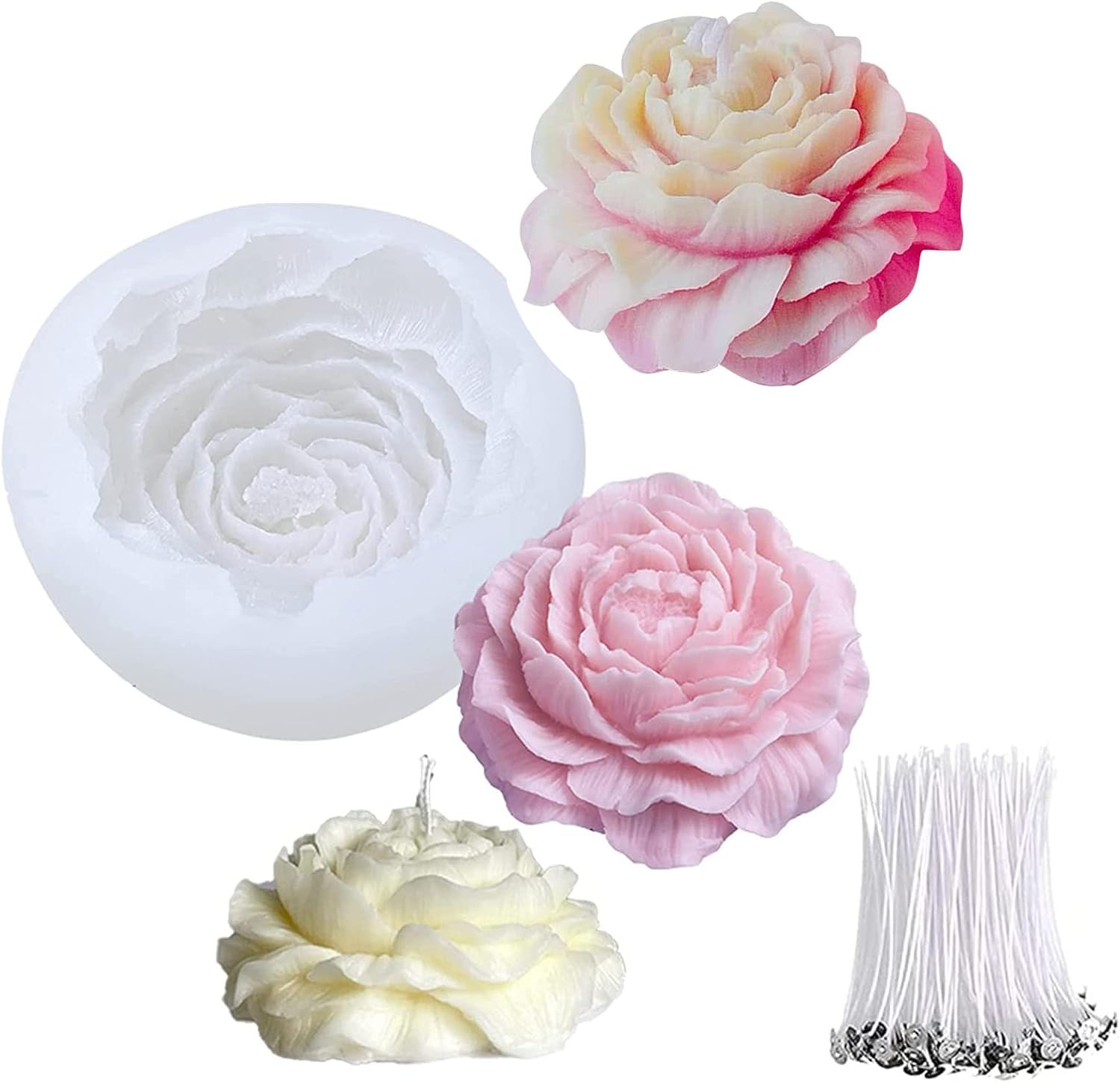 Candle Making Kit For Kids - Cetakan Lilin 3D Peony Silikon, Cetakan
